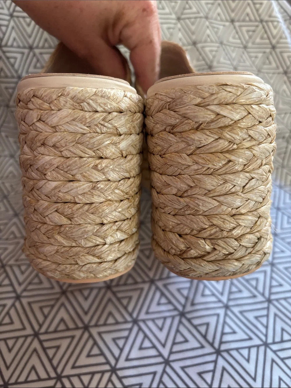 Woven Espadrille Platform Mule - Natural Beige